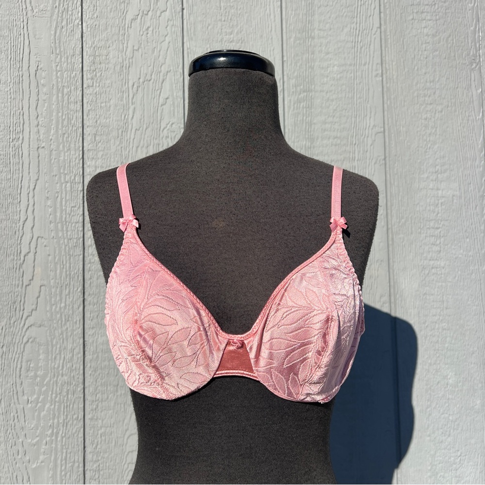 VTG 90s Bali Eve's Leaves Unlined Underwire Bra in Pink, 34B